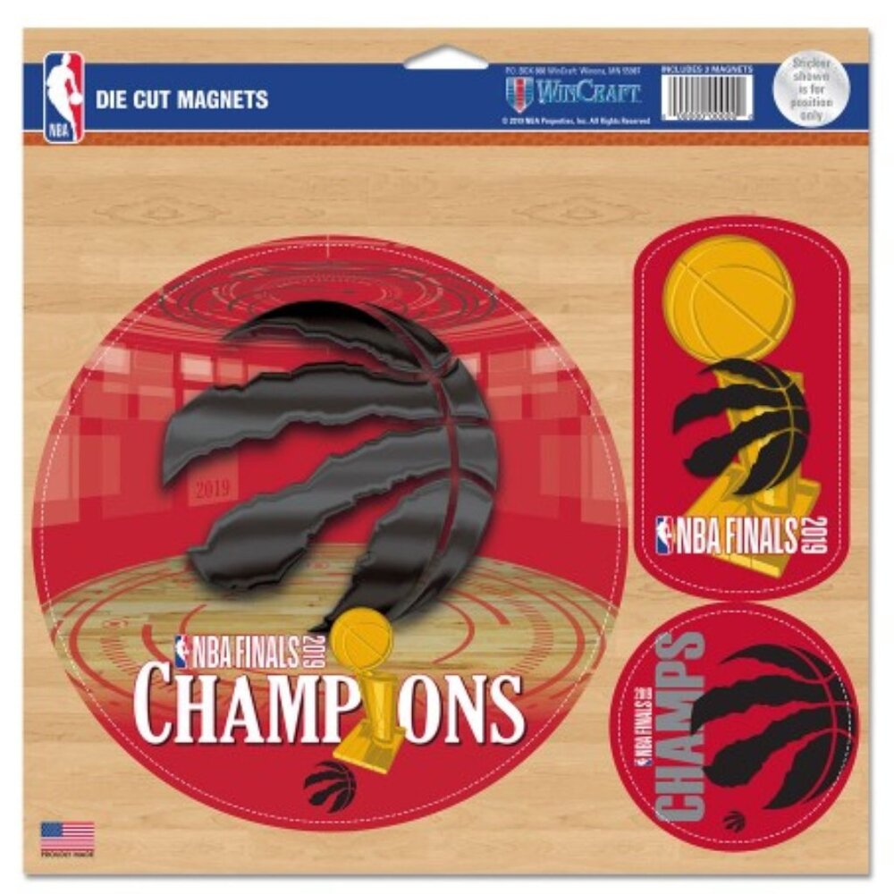 NBA 2019 Finals Champions Toronto Raptors Die Cut Magnets Sheet (3 Pk)